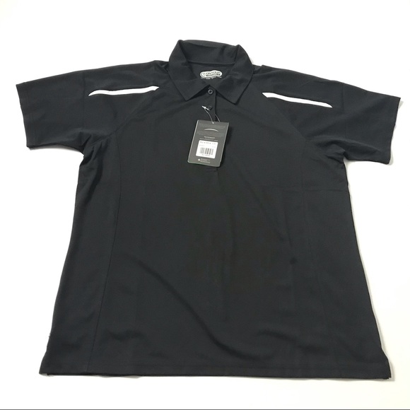 On Tour Women's Golf Polo Shirt Black White Trim - Picture 6 of 6